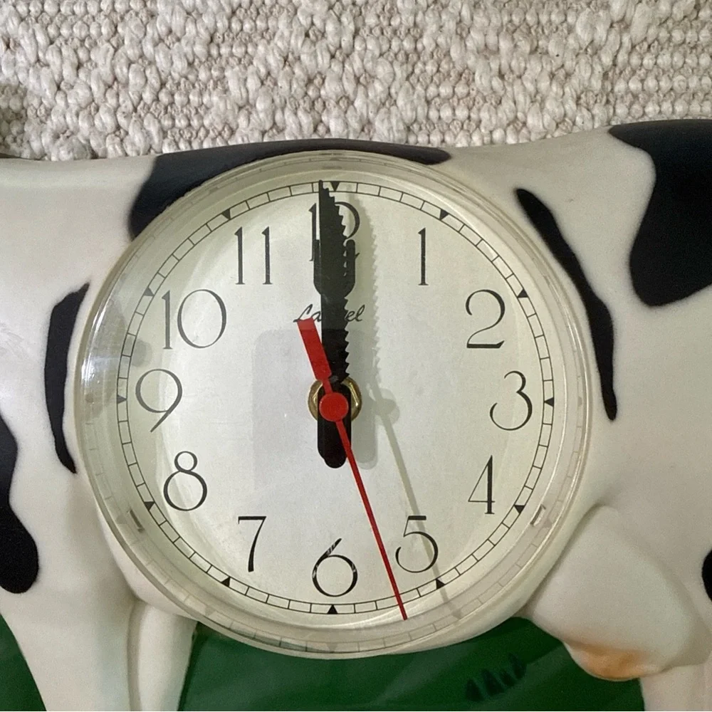 Farmhouse Cow Wall Clock - Black & White Home Sweet Home